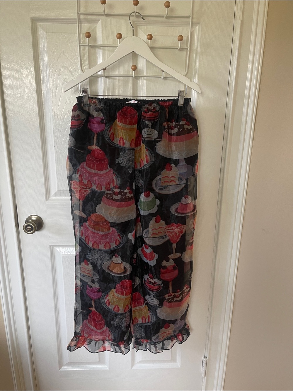 Black Sheer Dessert-Print Lounge Pants